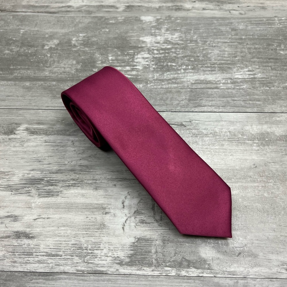 Azazie Solid Cranberry Satin Skinny Tie